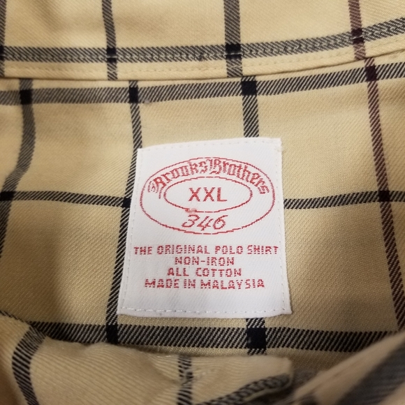 Brooks Brothers 346 Mens Button Down Shirts Size XXL Lot Of 2 Beige Red Check - Picture 9 of 10